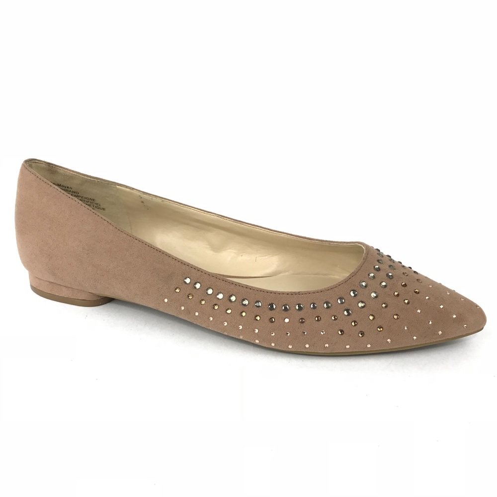 Nine West Bling Rhinestone Pink Tan Flats